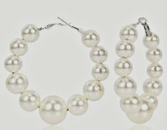 Pearl Hoop Earrings(2 Colors)
