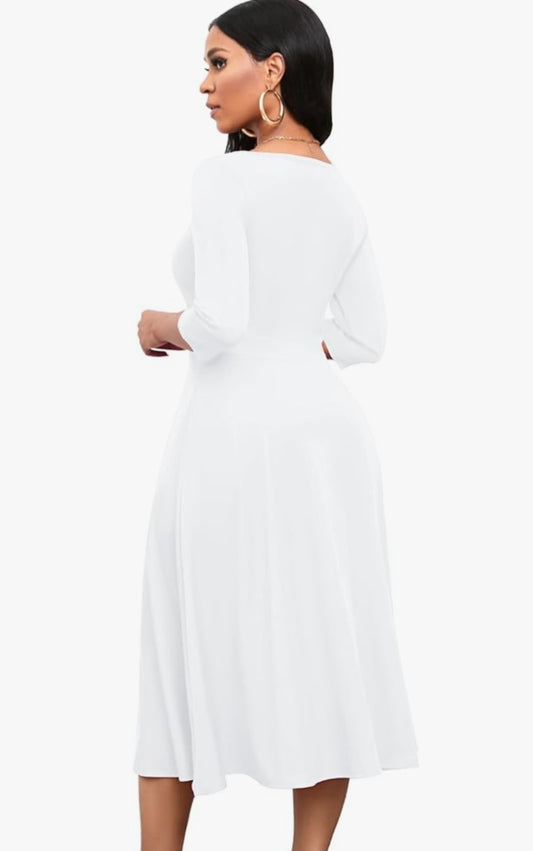 Aline White Midi Dress (SIZE XL)
