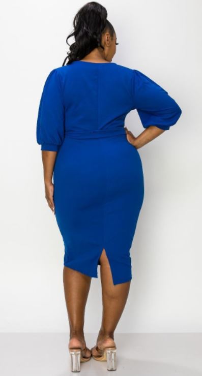 Midi Dress Fitted (Royal or Black)