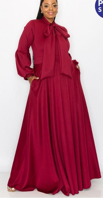 Bow tie Bubble Sleeve Maxi