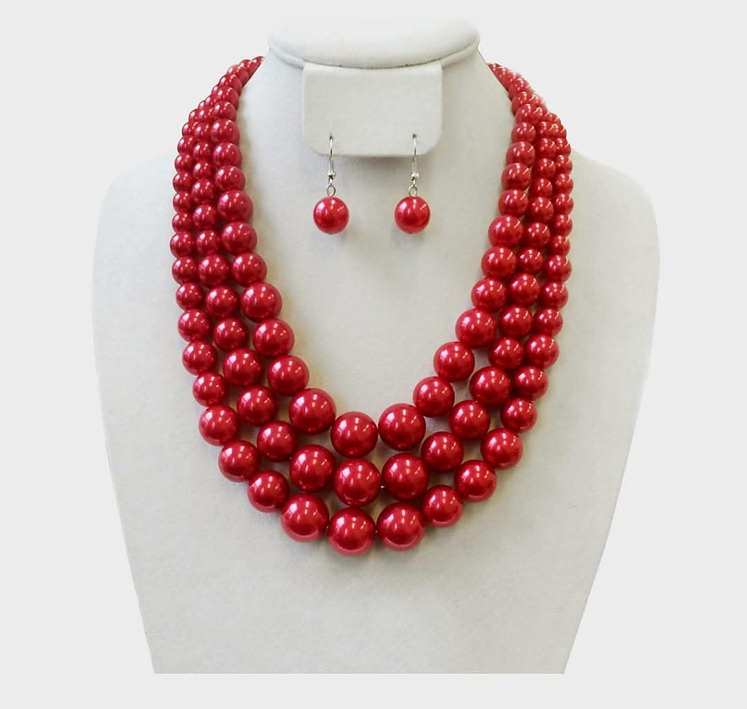 5 Strand Pearl - Red