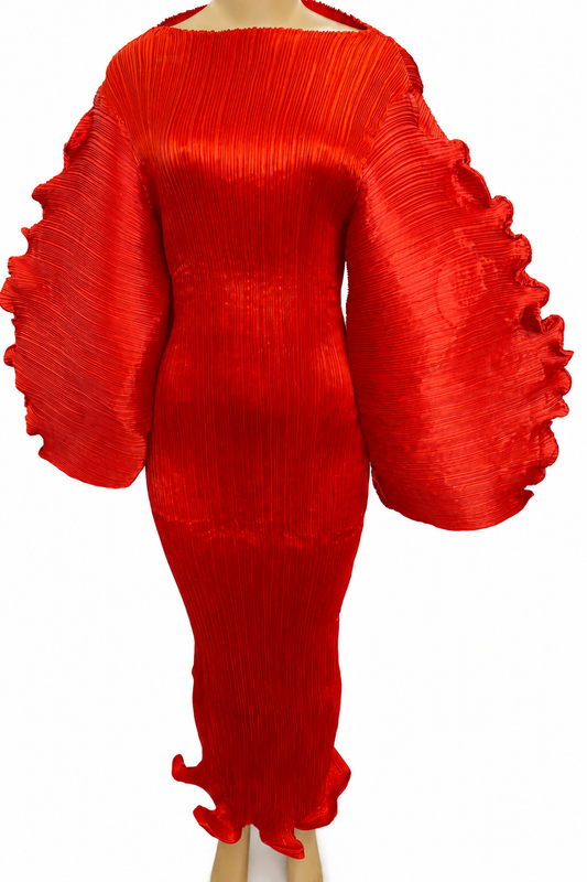 Solid Pleated Dress