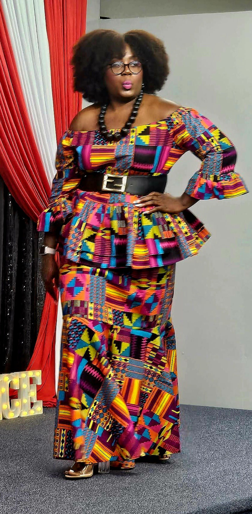 Ethnic Two Piece Set (Pink Accent)