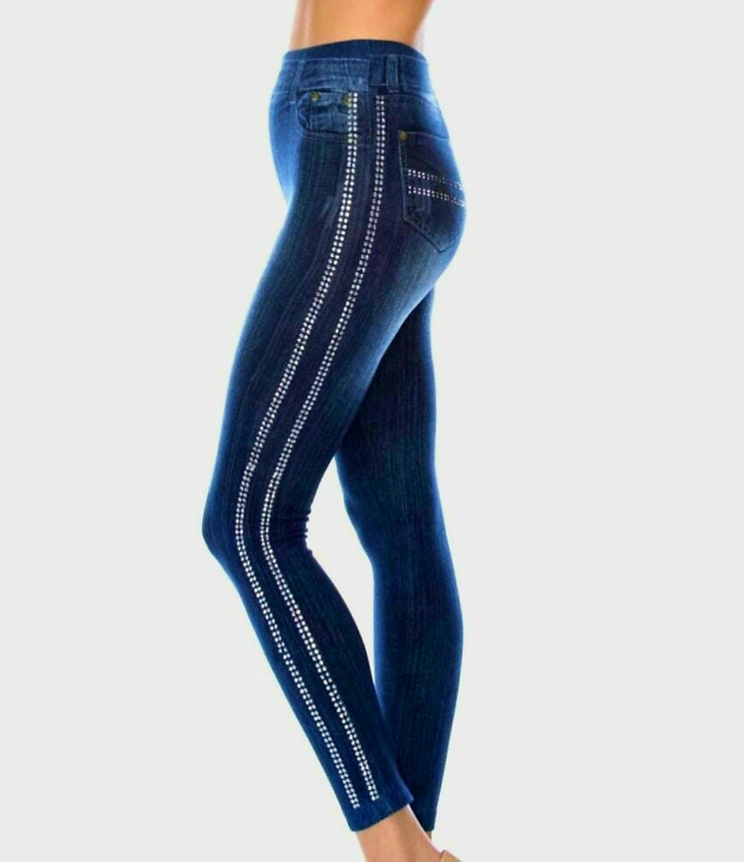 Rhinestone Striped Leggings - One Size (fits SM - LG)