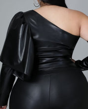 Load image into Gallery viewer, Off Shoulder Faux Leather Top