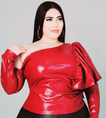 Off Shoulder Faux Leather Top