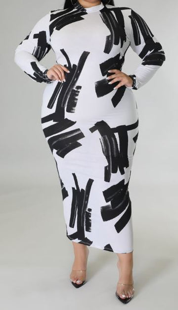 Print Dress (Black/White)