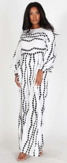White Dotted Long Sleeve Jumpsuit